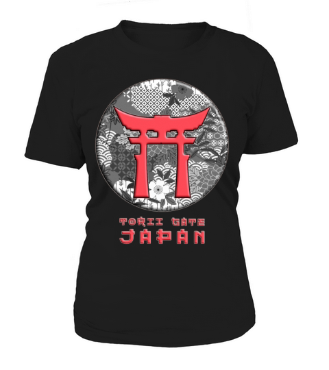 Japan Asian Culture Red Torii Gate Shinto Floral Women's T-Shirt