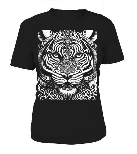 Ornate Tiger Intricate Detail White Artwork Women's T-Shirt