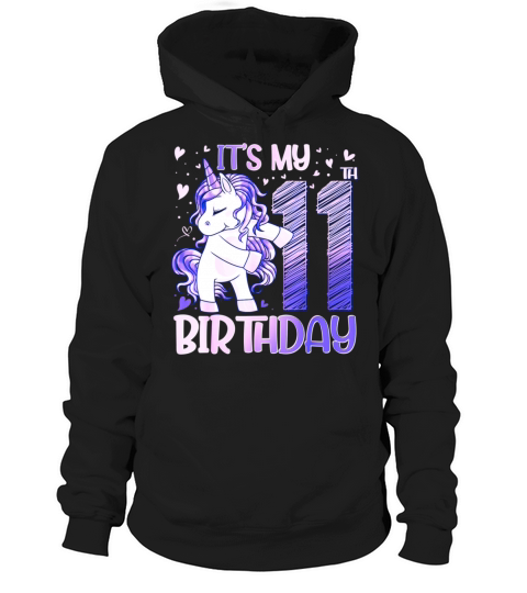 11 Years Old Unicorn Flossing 11th Birthday Hoodie Unisex