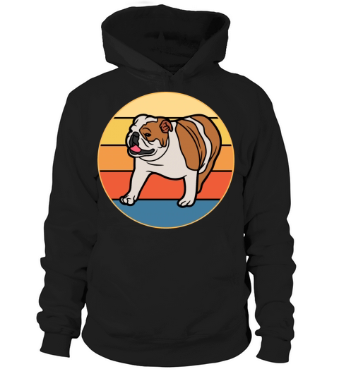 Bulldog Dog Breed Vintage Retro Sunset Hoodie Unisex