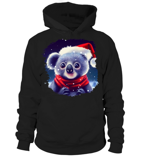 Christmas Cute Koala with Santa Hat Hoodie Unisex