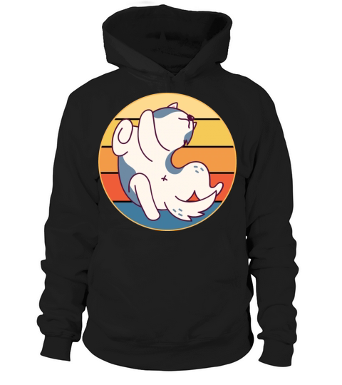 Funny Kawaii Cute Husky Dog Vintage Retro Sunset Hoodie Unisex