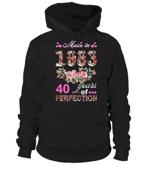 Made In 1983 Floral 40 Year Old 40th Birthday Hoodie Unisex