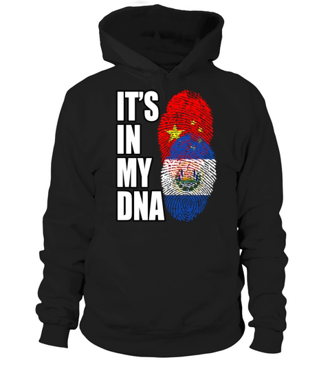 Salvadoran And Chinese Mix Heritage DNA Flag Hoodie Unisex