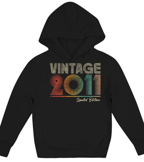 12 Years Old Vintage 2011 12th Birthday Gifts Kids Hoodie