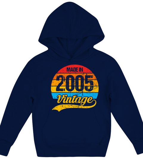 18 Years Vintage 2005 Retro 18th Birthday Kids Hoodie