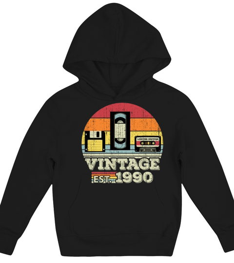 33 Year Old Vintage 1990 33rd Birthday Gift Kids Hoodie