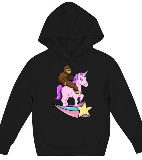 Bigfoot Riding A Unicorn Kids Hoodie