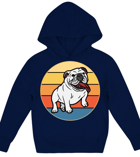 Bulldog Dog Breed Vintage Retro Sunset Kids Hoodie