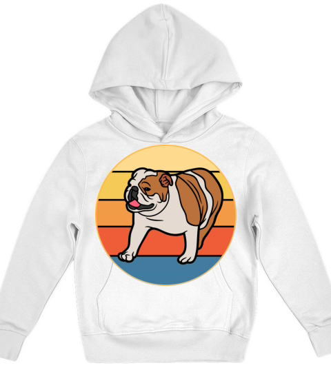 Bulldog Dog Breed Vintage Retro Sunset Kids Hoodie