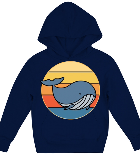 Cute Kawaii Whale Retro Sunset Vintage Ocean Kids Hoodie