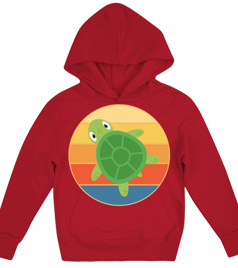 Cute Turtle Vintage Retro Sunset Marine Animal Kids Hoodie