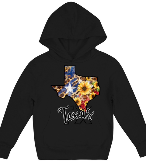 Flag of Texas Map Leopard Sunflower Mama Kids Hoodie