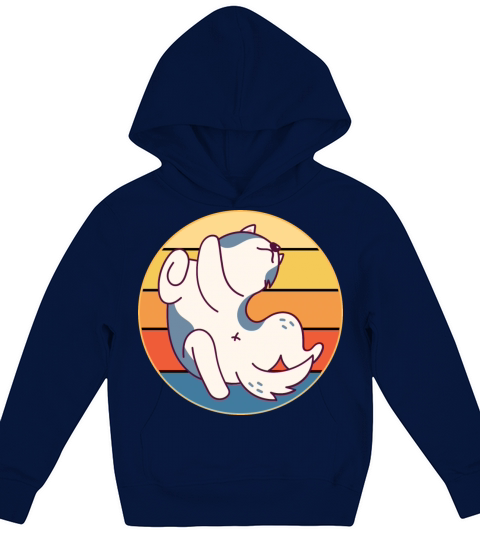 Funny Kawaii Cute Husky Dog Vintage Retro Sunset Kids Hoodie