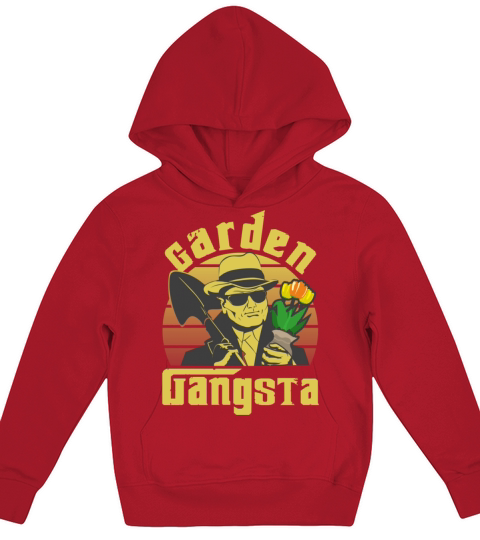 Garden Gangsta Funny Gardening Pun Vintage Gardene Kids Hoodie