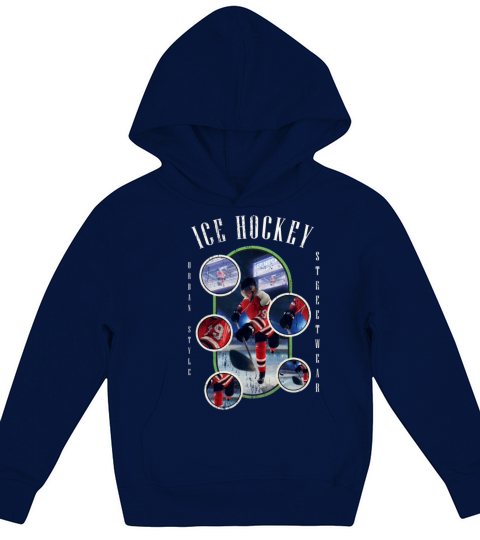 Ice Hockey Player Team Puck Skates Vintage Retro Kids Hoodie