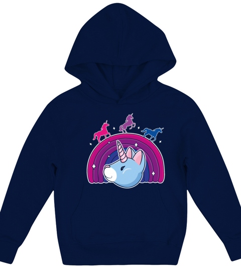 Kawaii Bisexual Pride Unicorn Bi Rainbow Kids Hoodie