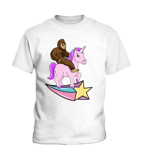 Bigfoot Riding A Unicorn Kids T-Shirt