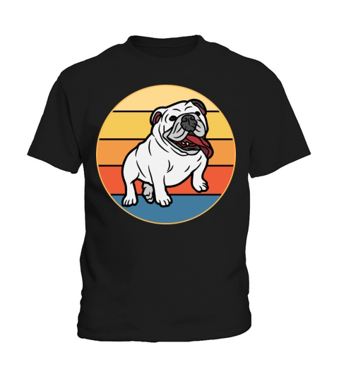 Bulldog Dog Breed Vintage Retro Sunset Kids T-Shirt