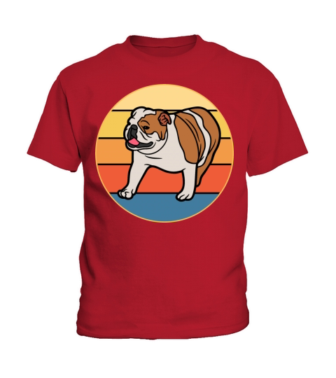 Bulldog Dog Breed Vintage Retro Sunset Kids T-Shirt