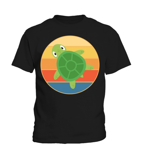 Cute Turtle Vintage Retro Sunset Marine Animal Kids T-Shirt