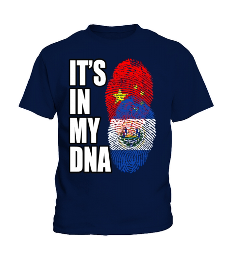 Salvadoran And Chinese Mix Heritage DNA Flag Kids T-Shirt