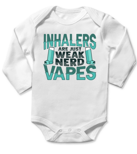 Albuterol Asthma Inhaler Design for an Asthmatic Long Sleeve Baby One-Piece