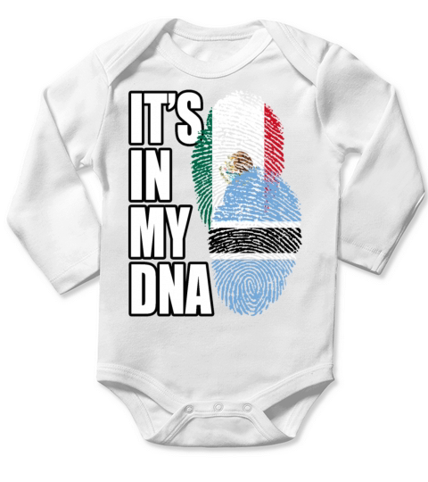 Botswana And Mexican Mix Heritage DNA Flag Long Sleeve Baby One-Piece