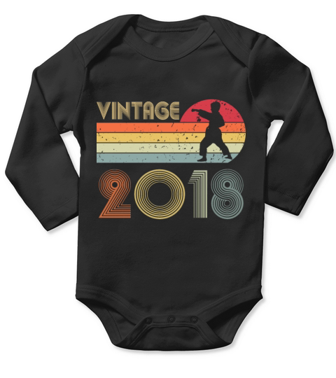 Boy 4th Birthday Karate Taekwondo Vintage 2018 Long Sleeve Baby One-Piece