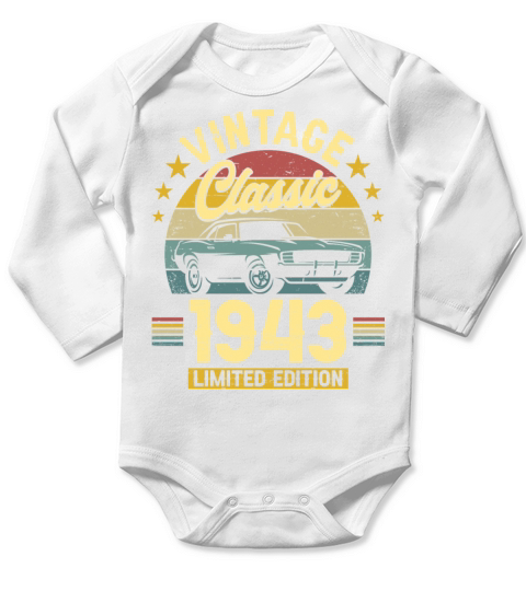 Classic 1943 80 Years Old Vintage 80th Birthday Long Sleeve Baby One-Piece