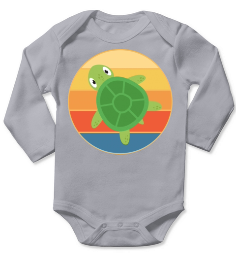 Cute Turtle Vintage Retro Sunset Marine Animal Long Sleeve Baby One-Piece