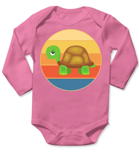 Cute Turtle Vintage Retro Sunset Marine Animal Long Sleeve Baby One-Piece