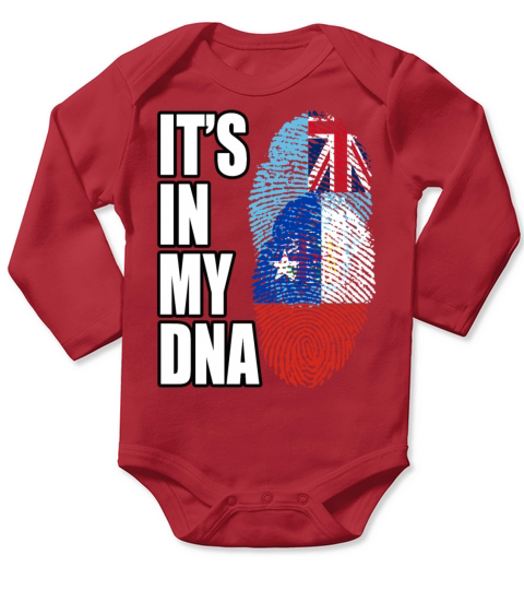Fijian And Chilean Mix Heritage DNA Flag Long Sleeve Baby One-Piece