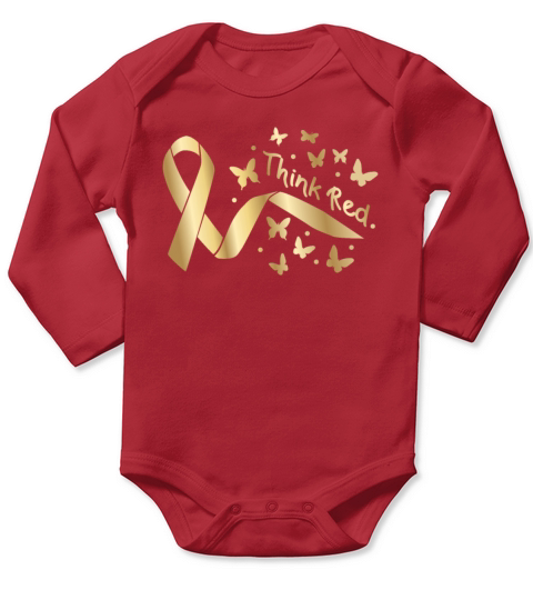 Go Red Ribbon Heart Disease Awareness Long Sleeve Baby One-Piece