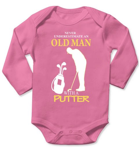 Golfer - An old man with a putter Long Sleeve Baby One-Piece