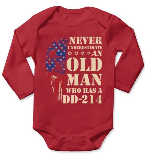 Mens Vintage DD 214 US Alumni USA American Flag Long Sleeve Baby One-Piece