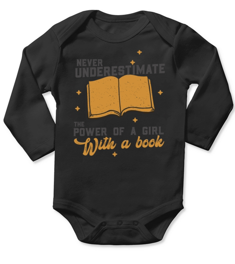 Never Underestimate The Power of A Girl With Book Long Sleeve Baby One-Piece