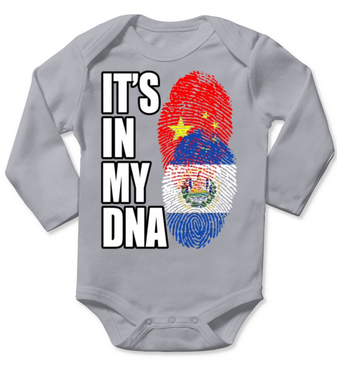 Salvadoran And Chinese Mix Heritage DNA Flag Long Sleeve Baby One-Piece