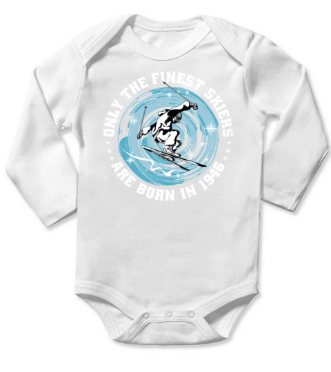 Skiers Skier Vintage born in 1946 Birthday Ski Long Sleeve Baby One-Piece