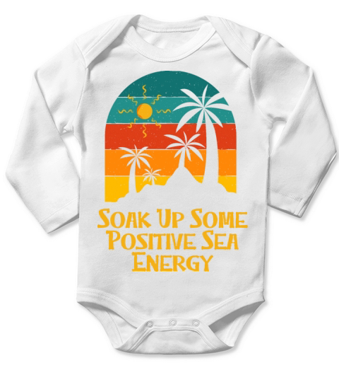 Soak Up to Positive Sea Energy Summer Trip Long Sleeve Baby One-Piece