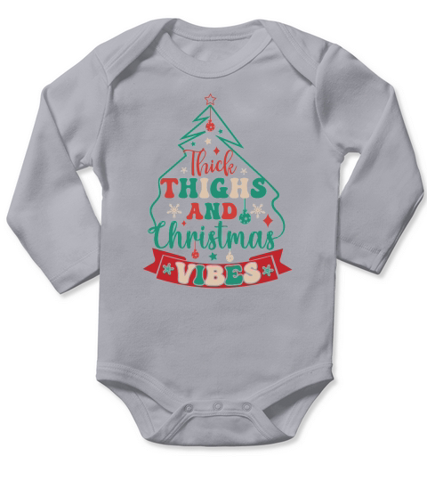 Thick Thighs And Christmas Vibes Retro Christmas Long Sleeve Baby One-Piece