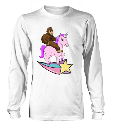 Bigfoot Riding A Unicorn Long sleeved Unisex