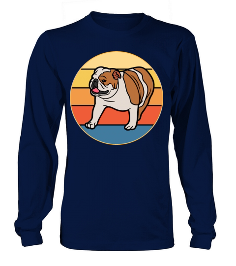 Bulldog Dog Breed Vintage Retro Sunset Long sleeved Unisex