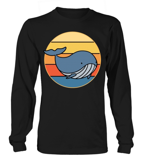 Cute Kawaii Whale Retro Sunset Vintage Ocean Long sleeved Unisex