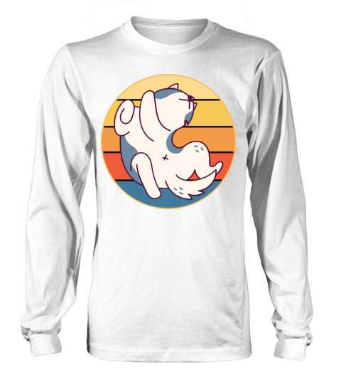 Funny Kawaii Cute Husky Dog Vintage Retro Sunset Long sleeved Unisex