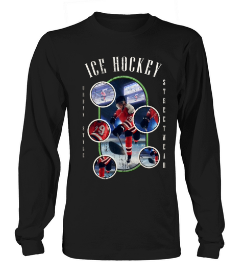 Ice Hockey Player Team Puck Skates Vintage Retro Long sleeved Unisex