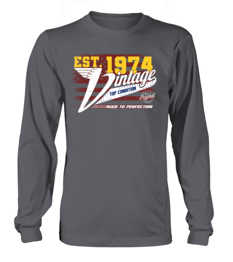 Vintage 1974 Year Of Birth 1974 US Flag Birthday Long sleeved Unisex