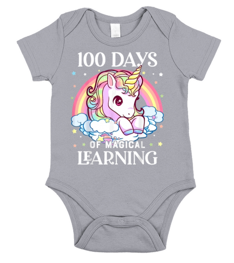 100 Days of School Unicorn Girls Teacher 100th Day Short Sleeve Baby One-Piece