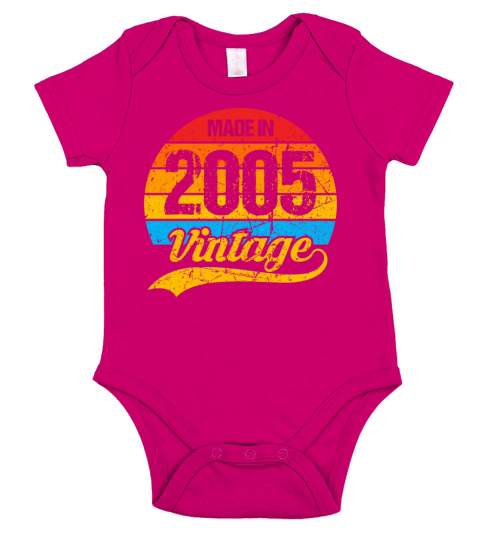 18 Years Vintage 2005 Retro 18th Birthday Short Sleeve Baby One-Piece