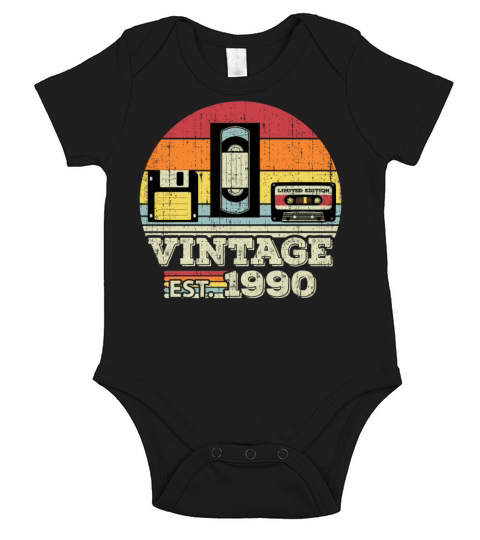 33 Year Old Vintage 1990 33rd Birthday Gift Short Sleeve Baby One-Piece